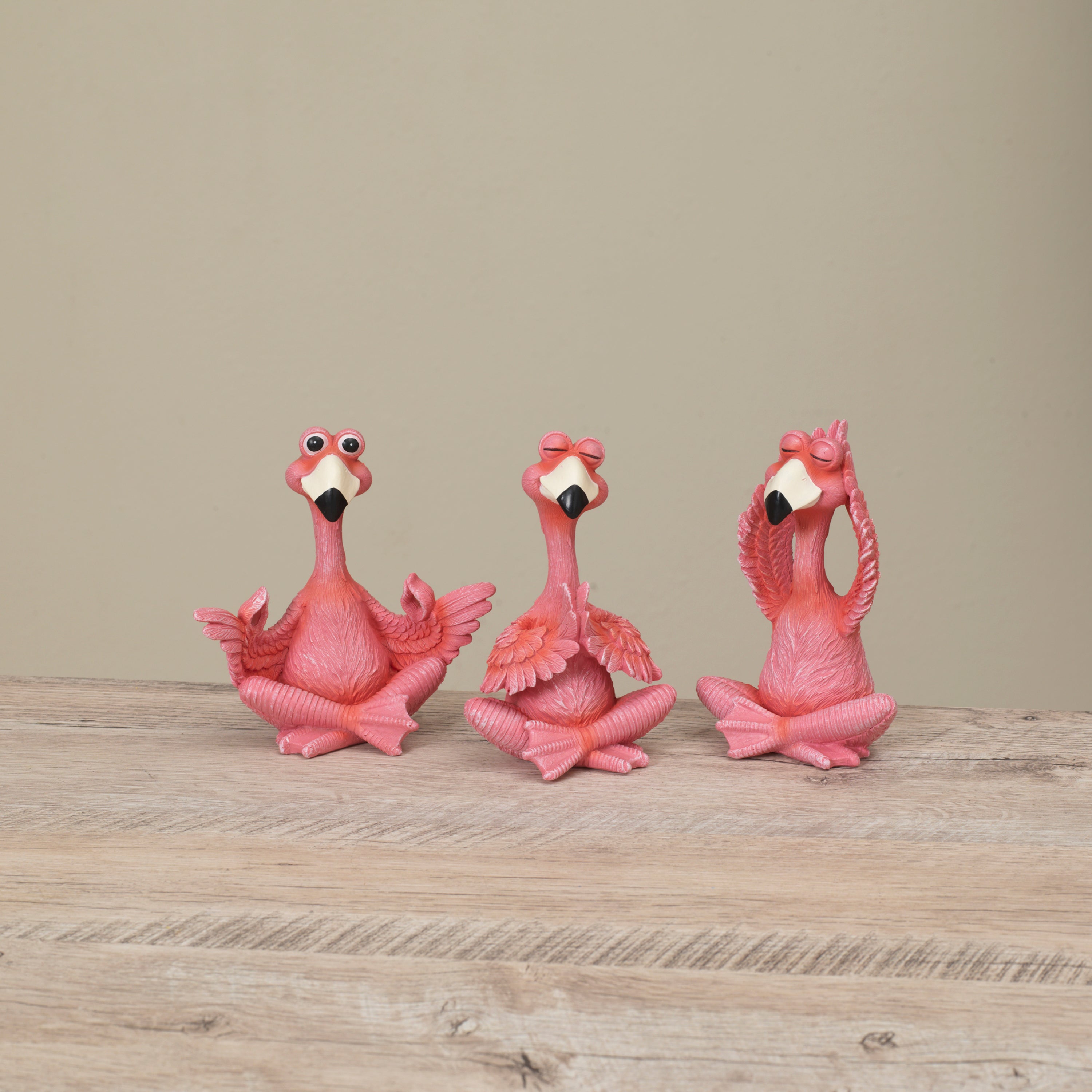 5.5 in. Resin Yoga Flamingo Figurines, set of 3